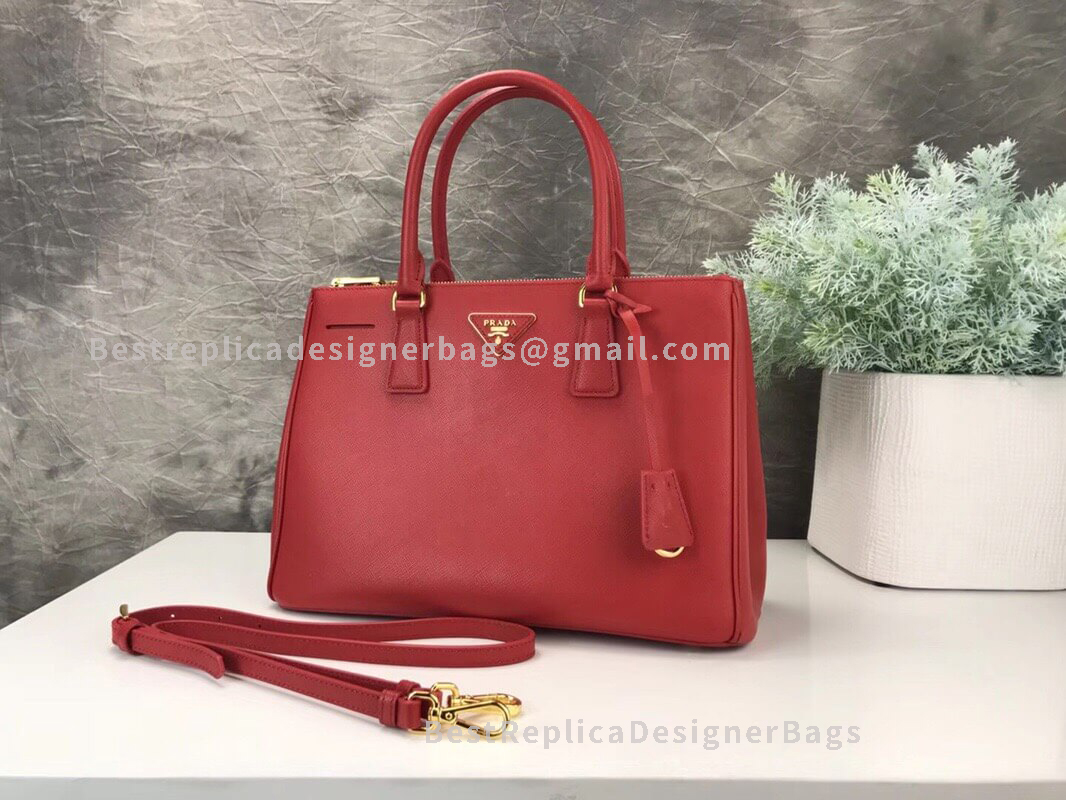 Prada Galleria Red Medium Saffiano Leather Bag GHW 2274